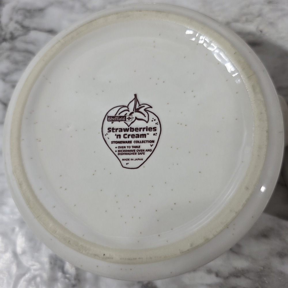 Sheffield strawberries n cream stoneware small vintage crock w/ lid & bowl read - Picture 8 of 16